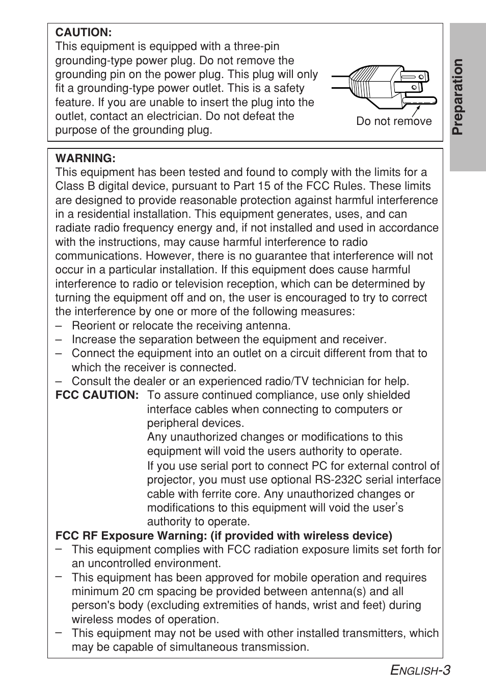 3 preparation | Panasonic LB20NTU User Manual | Page 3 / 144