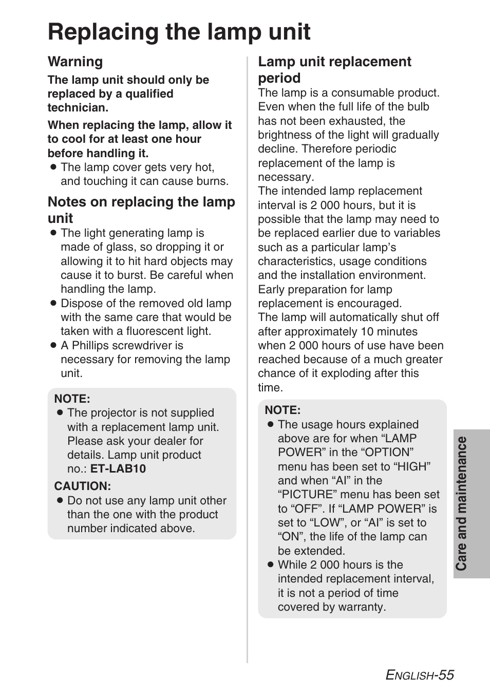 Replacing the lamp unit | Panasonic LB20NTU User Manual | Page 55 / 144