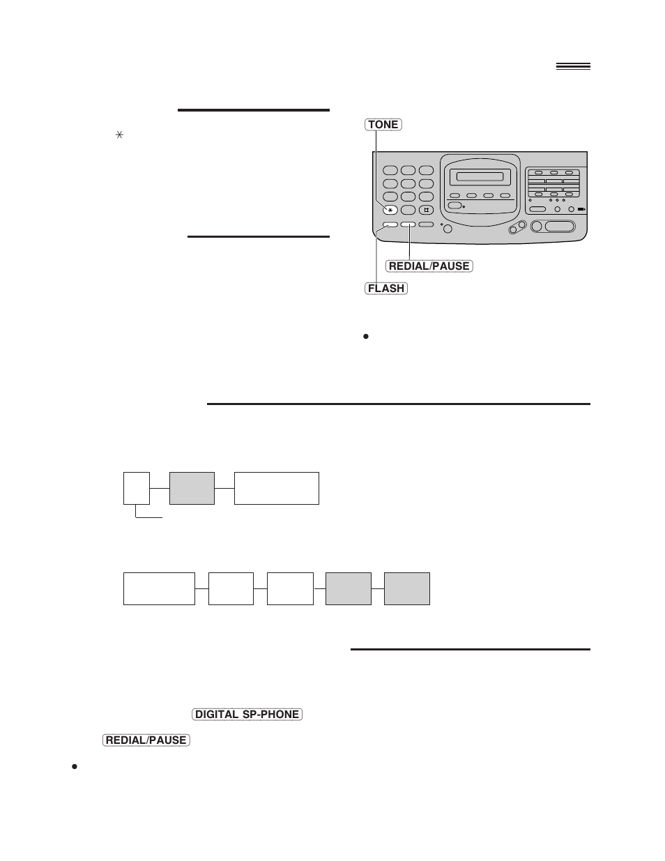 Tone, flash and redial/pause buttons, Tone button, Flash button | Redialing the last number dialed, Entering pauses | Panasonic KX-F780 User Manual | Page 36 / 80