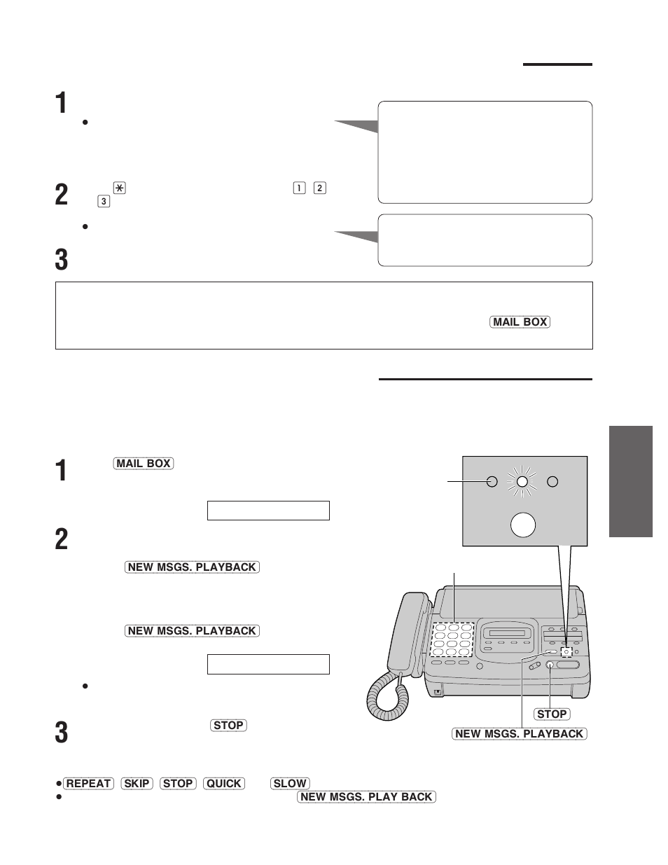 How incoming messages are recorded in a mailbox, Listening to messages in a mailbox | Panasonic KX-F780 User Manual | Page 45 / 80