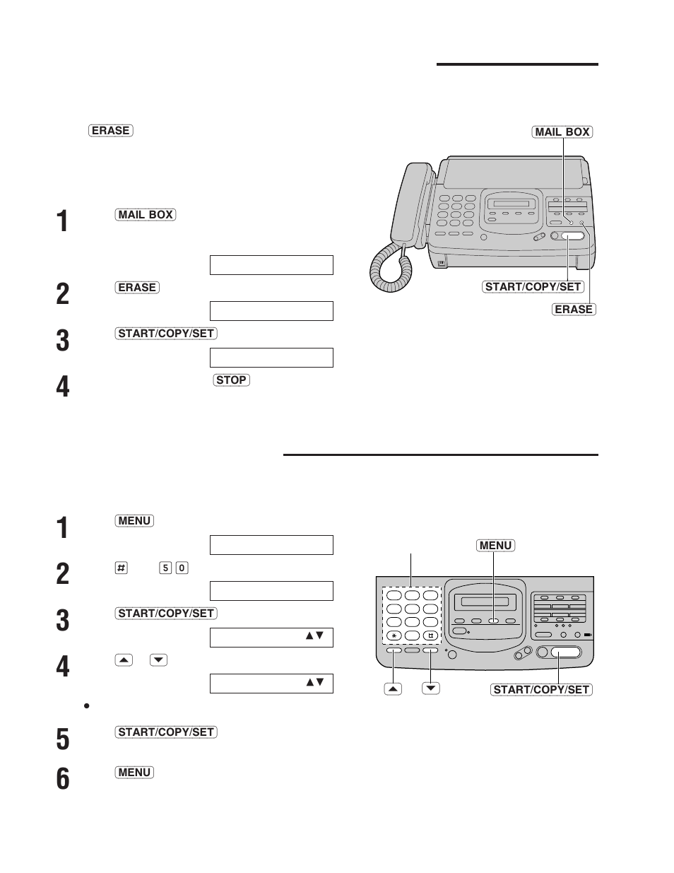 Erasing recorded messages in a mailbox, Setting the mailbox alert | Panasonic KX-F780 User Manual | Page 46 / 80