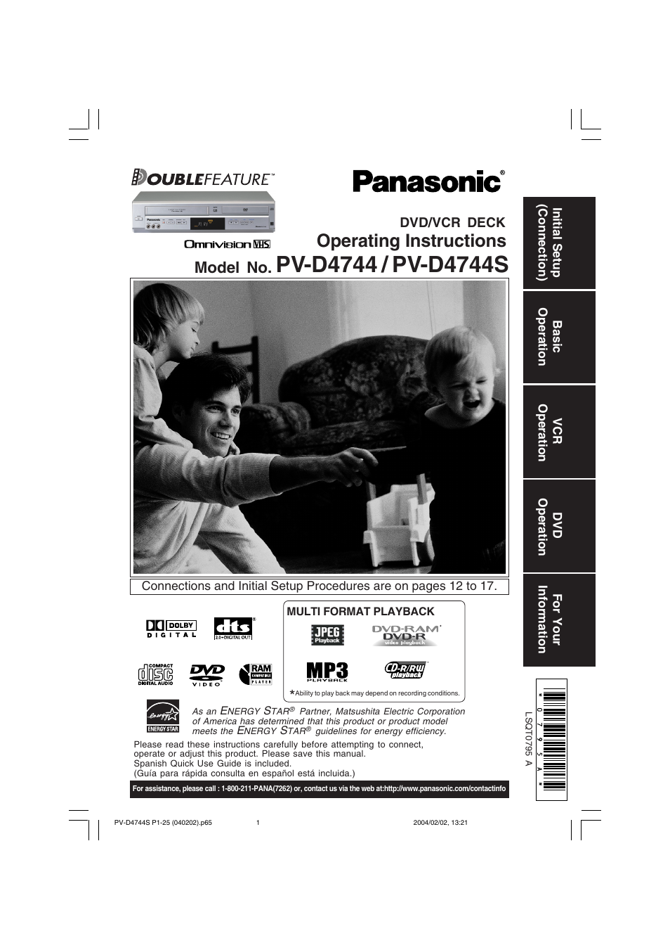 Panasonic PV-D4744S User Manual | 72 pages