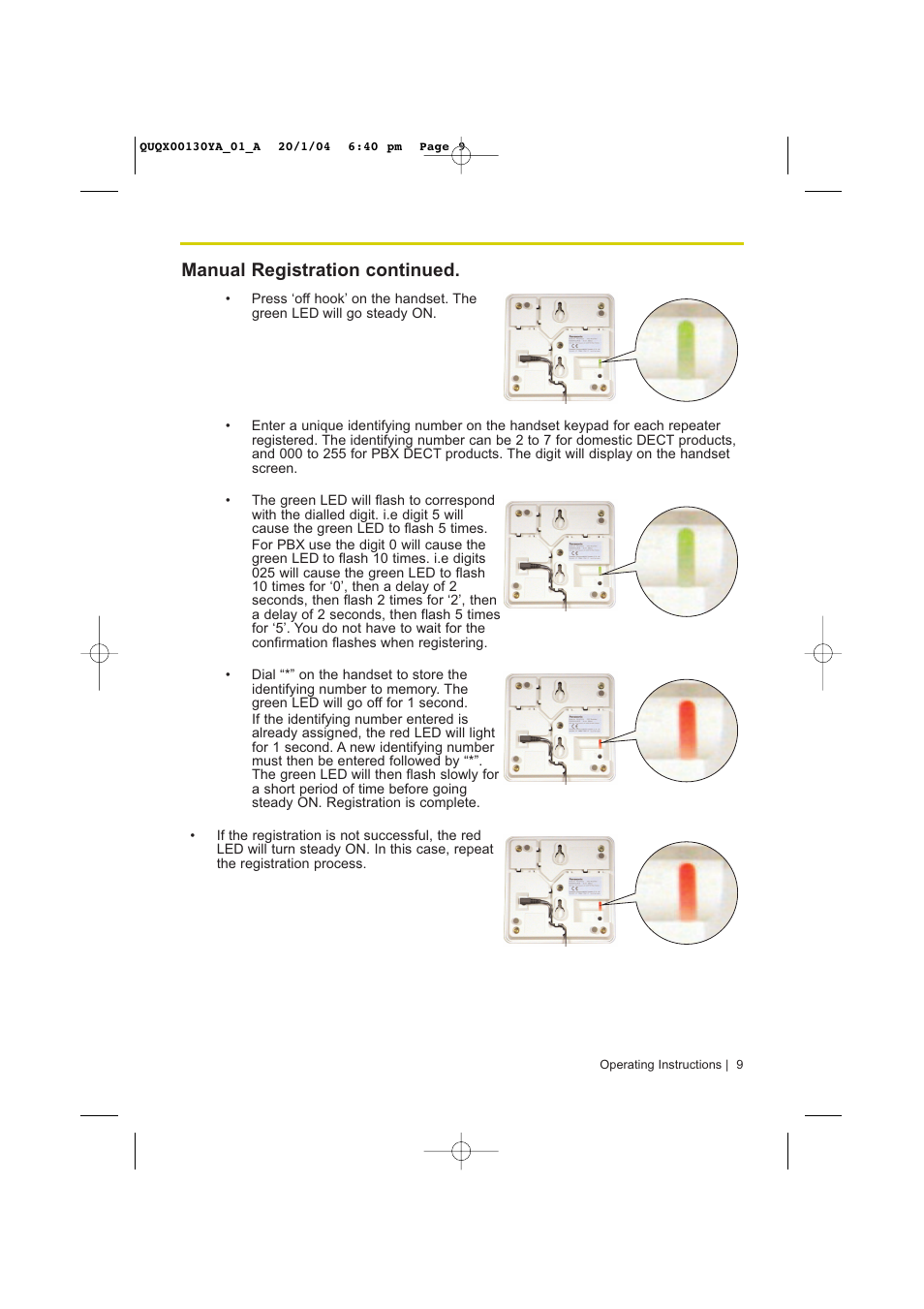 Manual registration continued | Panasonic KX-A272 User Manual | Page 9 / 20