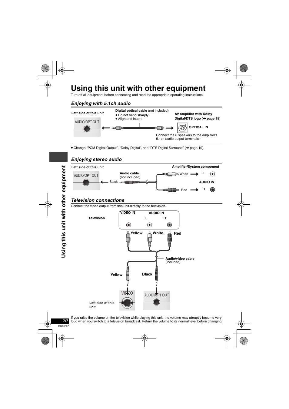 Using this unit with other equipment, Usi ng t h is uni t wit h ot her equi pm e n t | Panasonic DVD-LS90  EN User Manual | Page 20 / 32