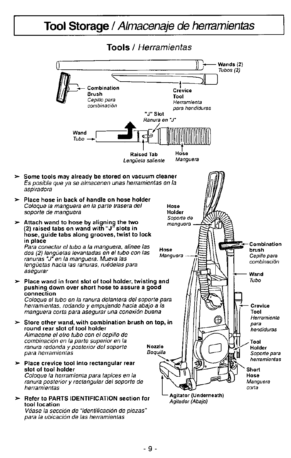 H erram ientas, Tools | Panasonic MC-V7390 User Manual | Page 9 / 27