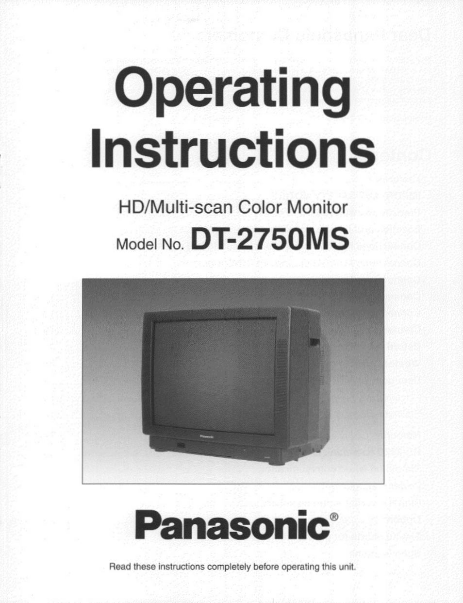Panasonic DT2750MS User Manual | 48 pages