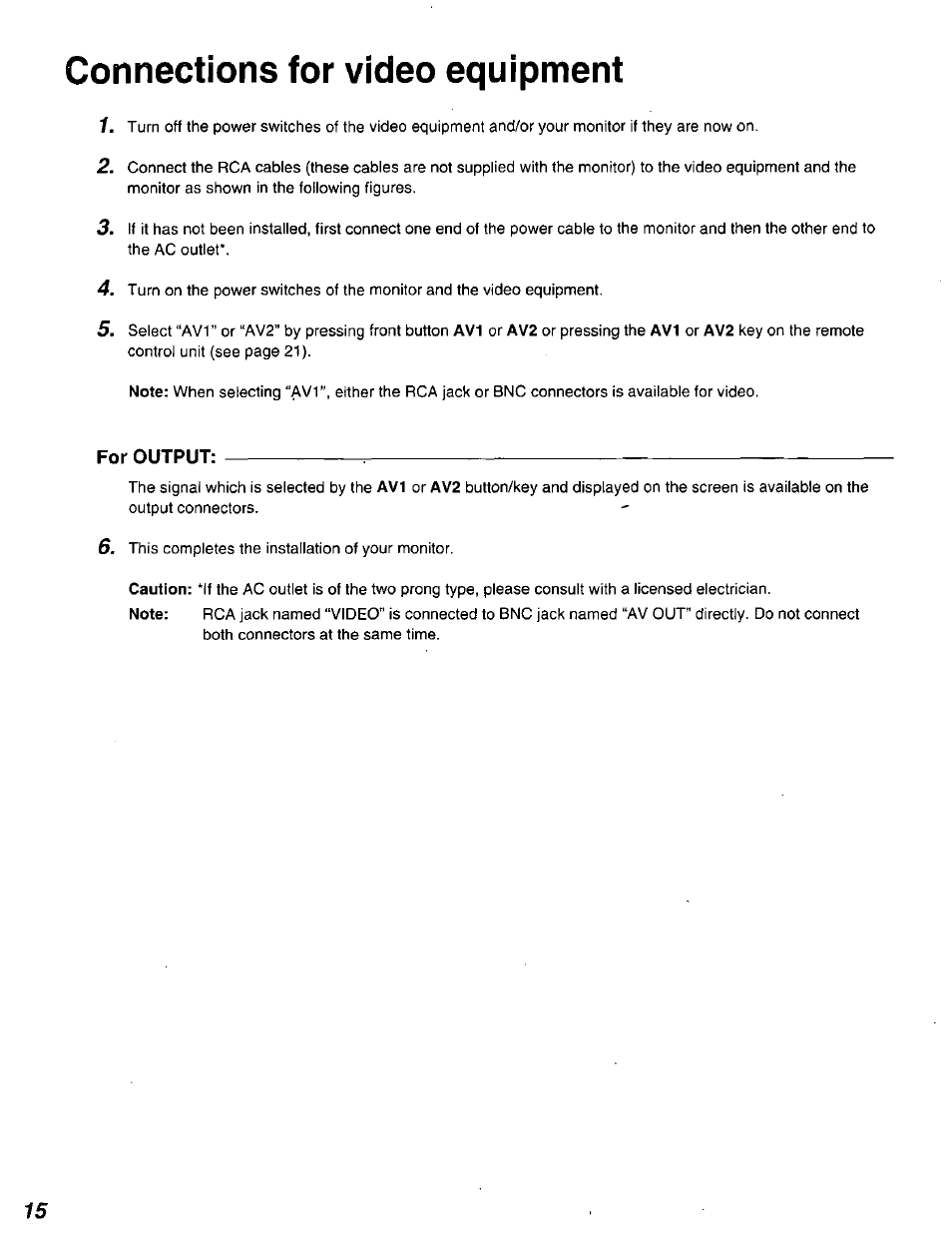 For output, Connections for video equipment | Panasonic DT2750MS User Manual | Page 16 / 48