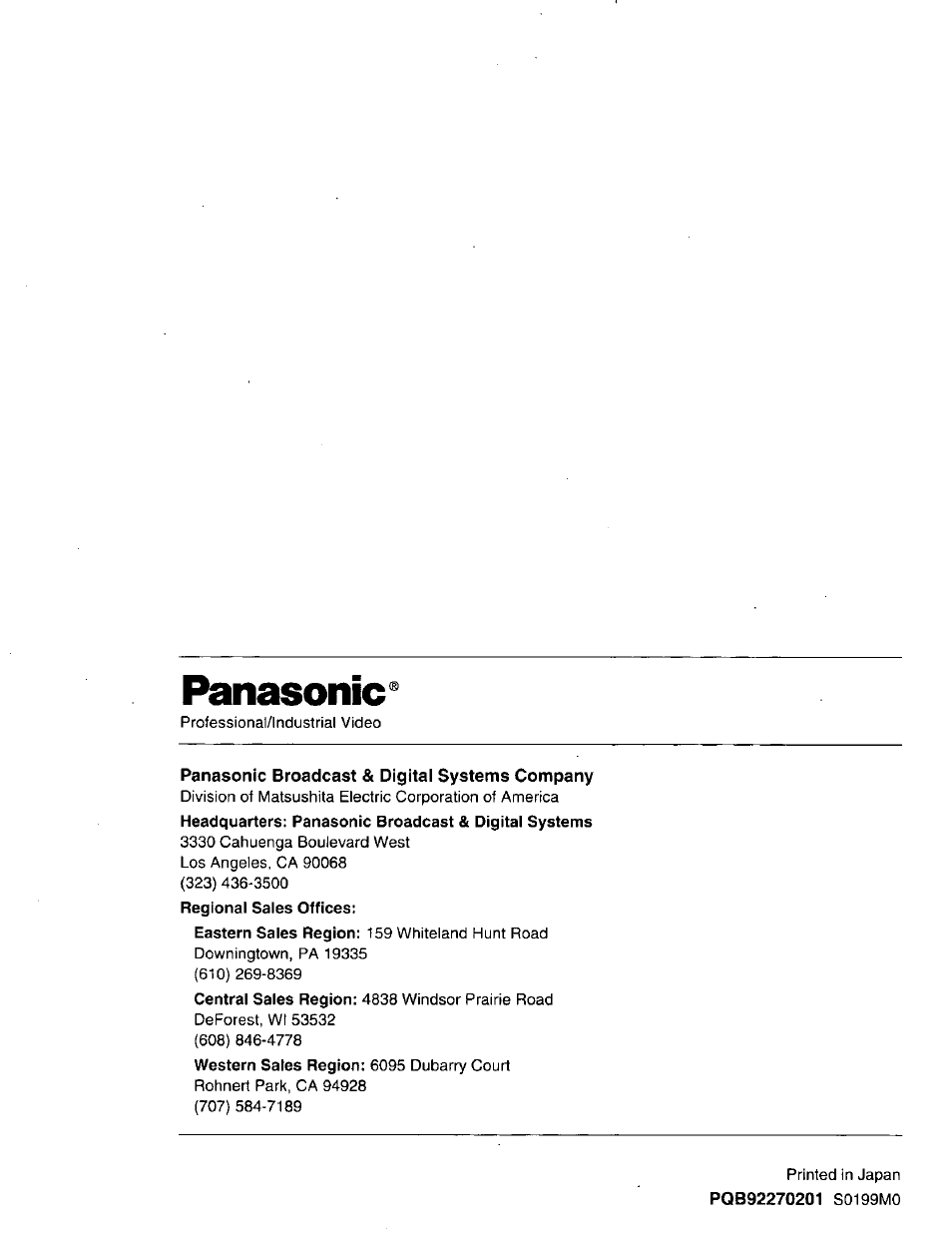 Panasonic | Panasonic DT2750MS User Manual | Page 48 / 48