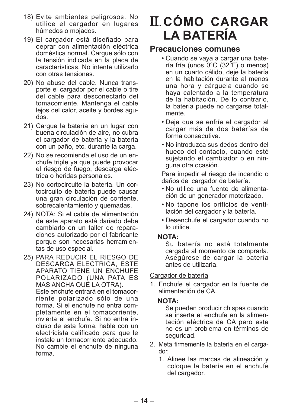 Cómo cargar la batería, Precauciones comunes | Panasonic EY0L81 User Manual | Page 14 / 20