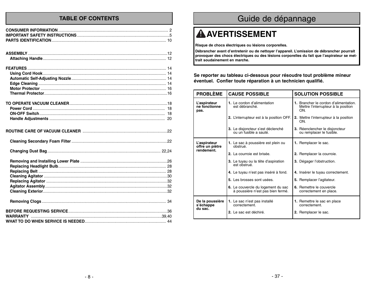 Panasonic MC-UG383 User Manual | Page 8 / 44