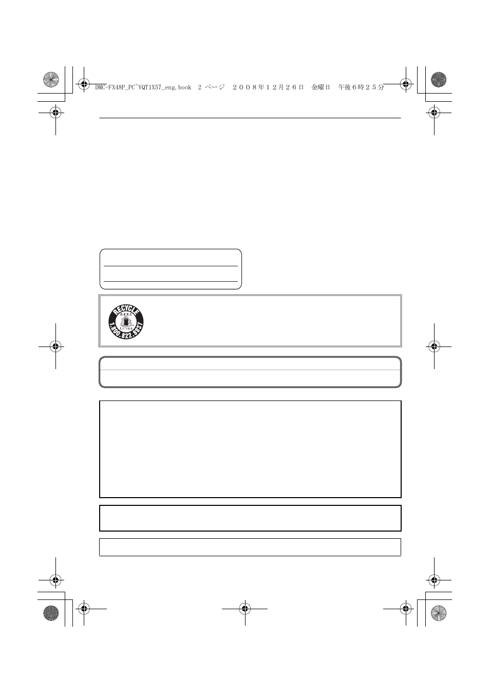 Before use, Information for your safety, Warning | Panasonic DMC-FX48 User Manual | Page 2 / 136