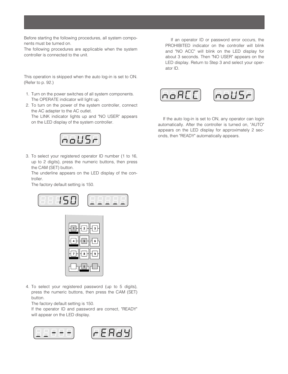 Log-in and log-out, Log-in | Panasonic WJ-SX 150A User Manual | Page 101 / 220