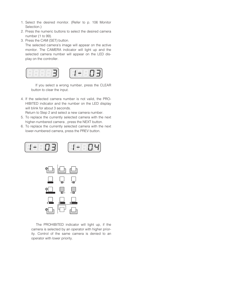 Camera selection | Panasonic WJ-SX 150A User Manual | Page 104 / 220