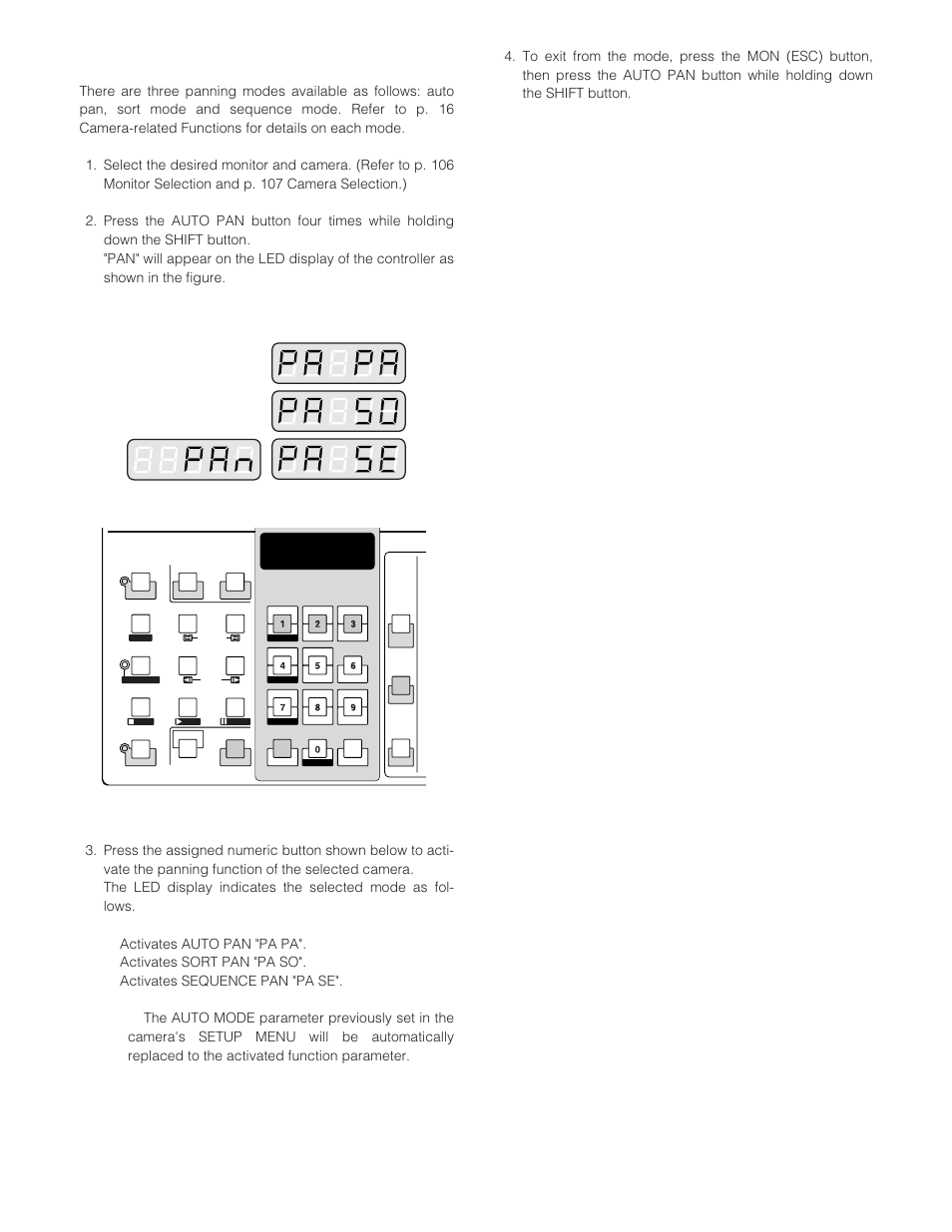 Camera panning function | Panasonic WJ-SX 150A User Manual | Page 109 / 220