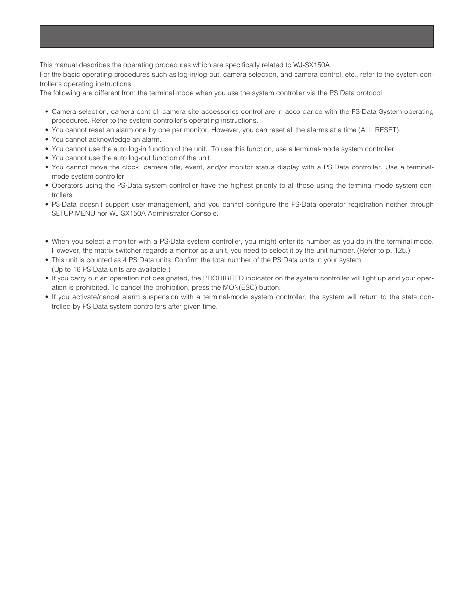 When using a ps·data system controller | Panasonic WJ-SX 150A User Manual | Page 120 / 220