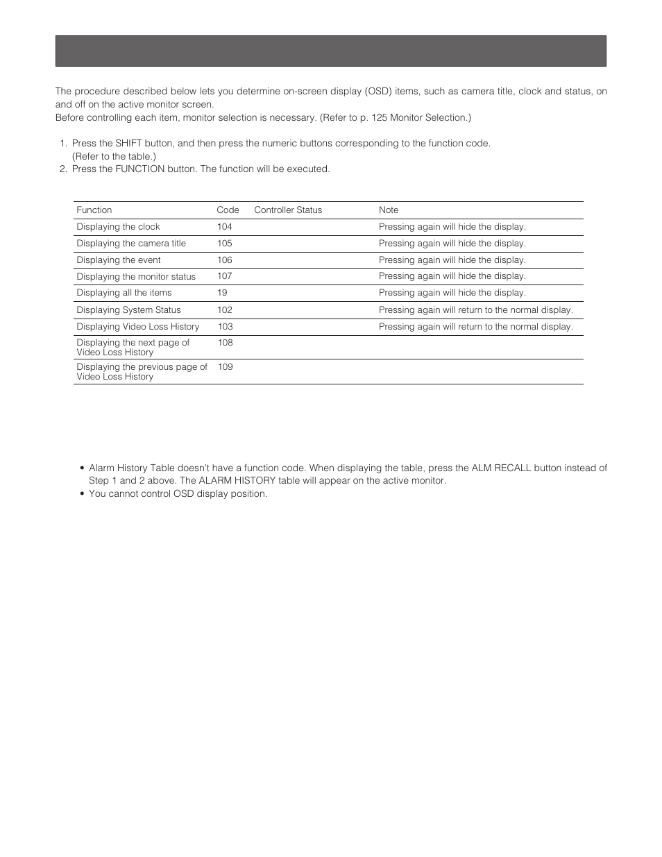 Monitor display control | Panasonic WJ-SX 150A User Manual | Page 123 / 220