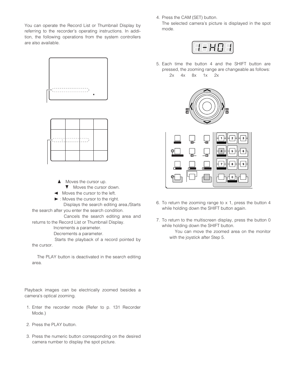 Electronic zooming (el-zoom), Record list/thumbnail display, Thumbnail display | Record list | Panasonic WJ-SX 150A User Manual | Page 129 / 220