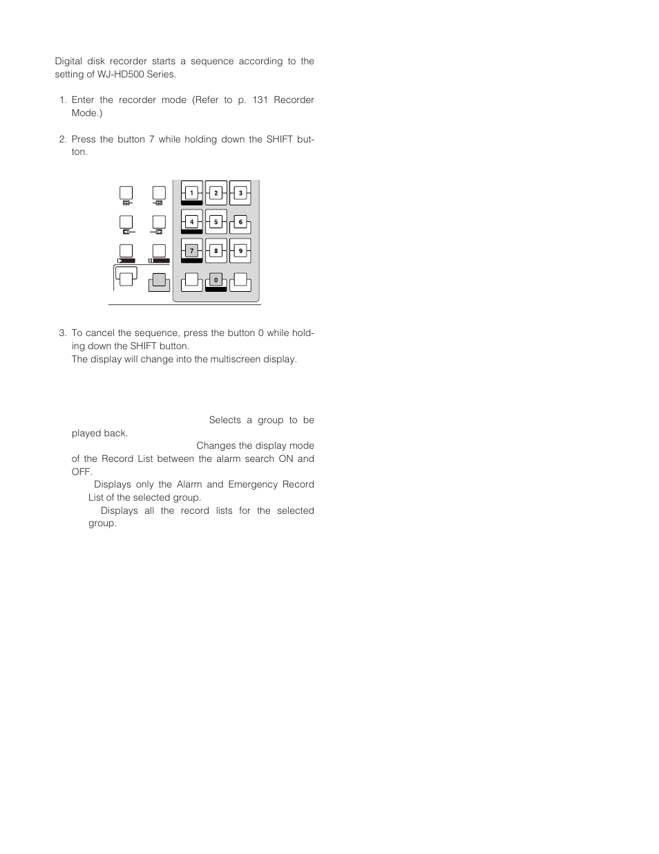 Multiscreen sequence, Other operations | Panasonic WJ-SX 150A User Manual | Page 130 / 220