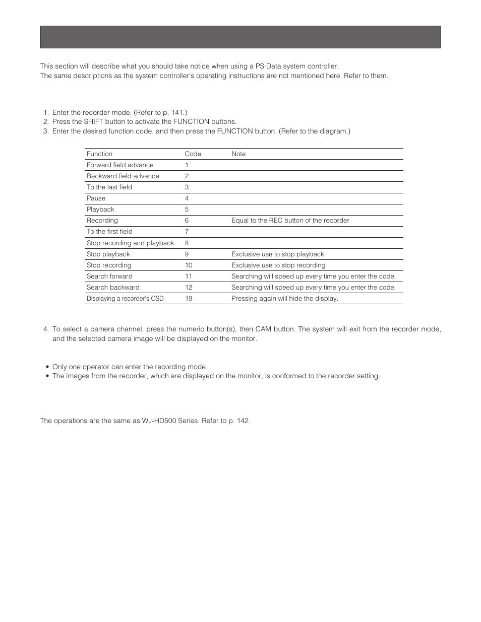 Wj-hd200 series control (ps·data), Stopping rec only alarm recording | Panasonic WJ-SX 150A User Manual | Page 139 / 220