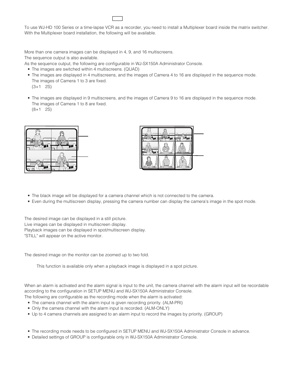 Multiplexer board function mux, Multiplexer board function | Panasonic WJ-SX 150A User Manual | Page 19 / 220