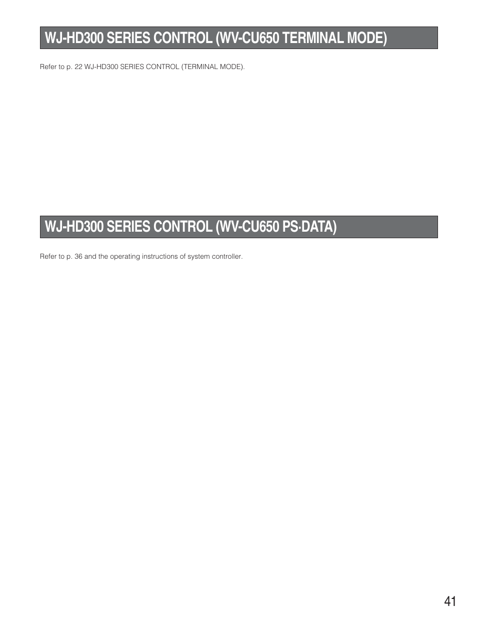 Wj-hd300 series control (wv-cu650 terminal mode), Wj-hd300 series control (wv-cu650 ps・data) | Panasonic WJ-SX 150A User Manual | Page 213 / 220