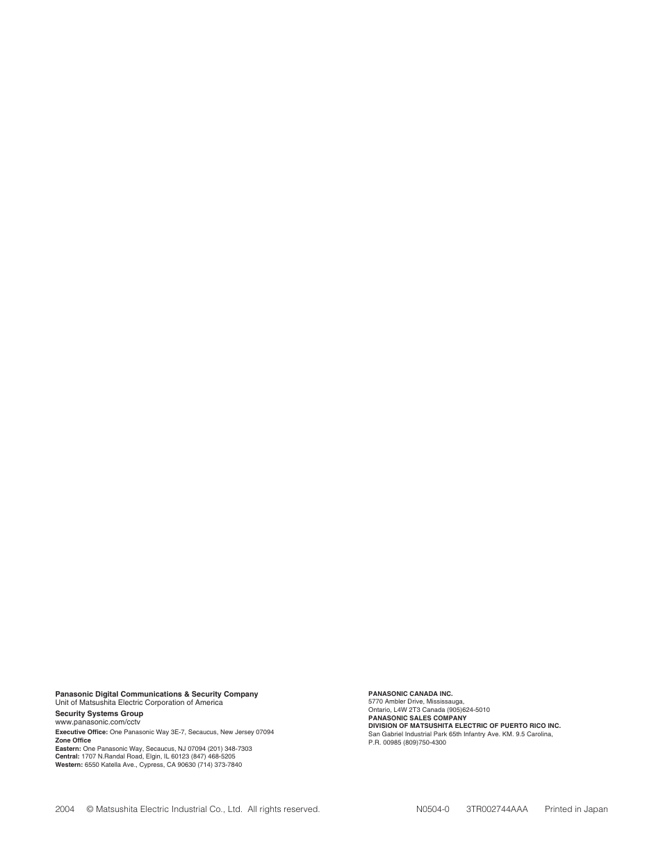 Panasonic WJ-SX 150A User Manual | Page 220 / 220