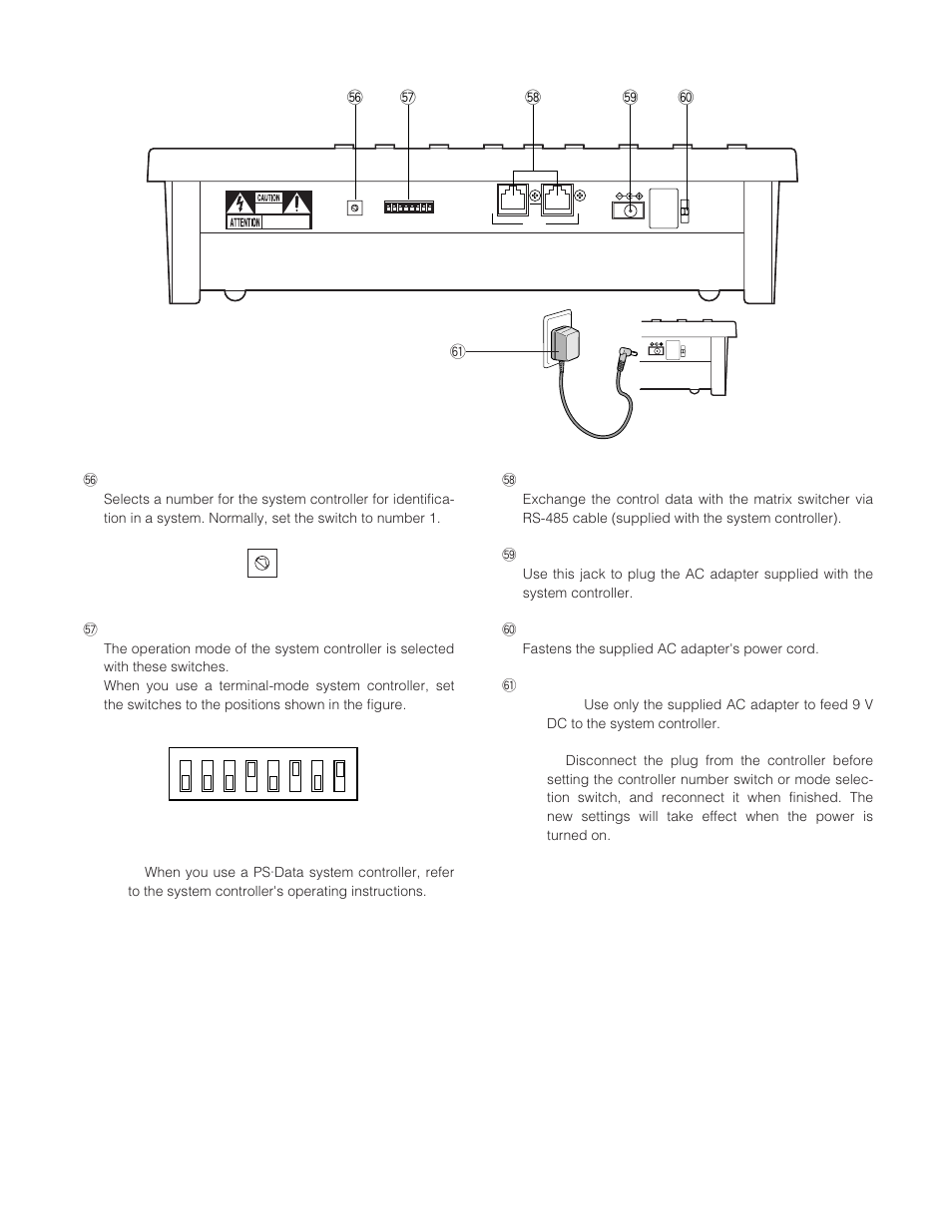 Rear view, Controller no, Mode | Panasonic WJ-SX 150A User Manual | Page 28 / 220