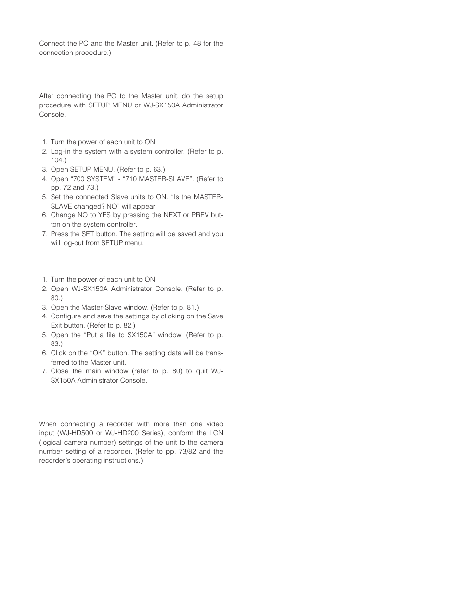 Connection with the pc, Software setup, Recorder setup | Panasonic WJ-SX 150A User Manual | Page 53 / 220