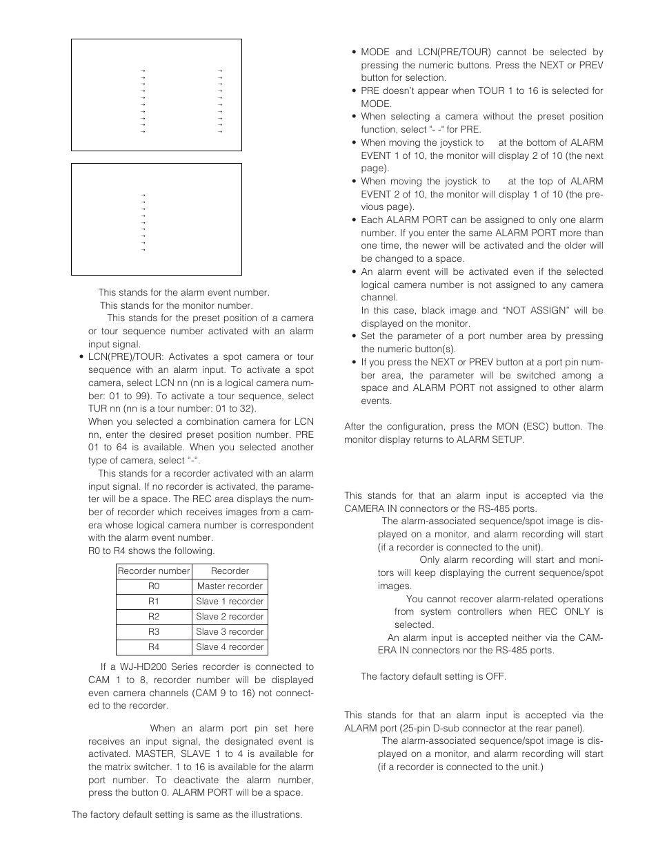 Alarm input | Panasonic WJ-SX 150A User Manual | Page 65 / 220