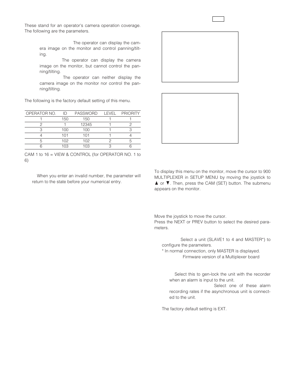 Multiplexer mux, How to display, Parameters | Multiplexer | Panasonic WJ-SX 150A User Manual | Page 74 / 220