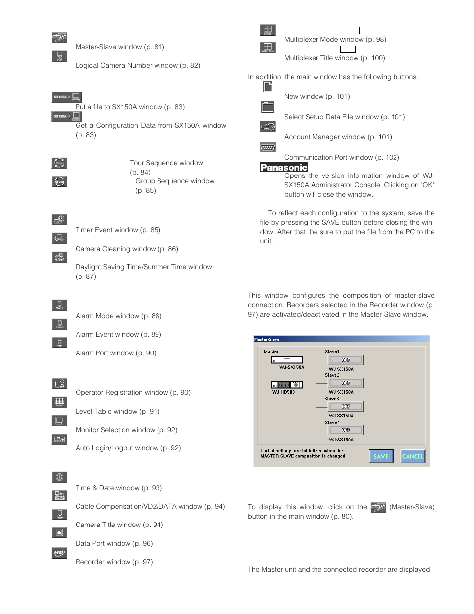 Master-slave, How to display | Panasonic WJ-SX 150A User Manual | Page 78 / 220