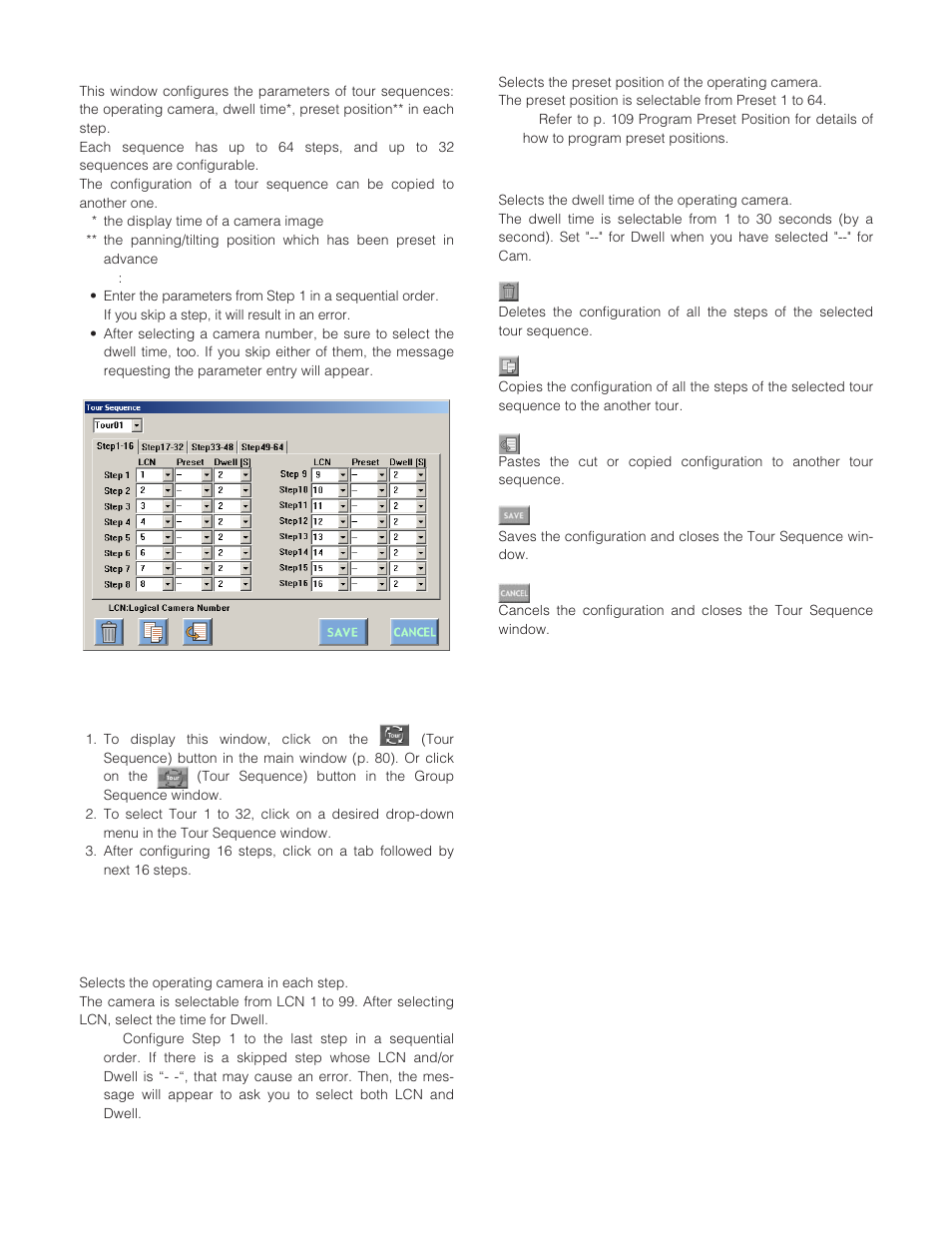 Tour sequence, How to display, Parameters | Panasonic WJ-SX 150A User Manual | Page 81 / 220