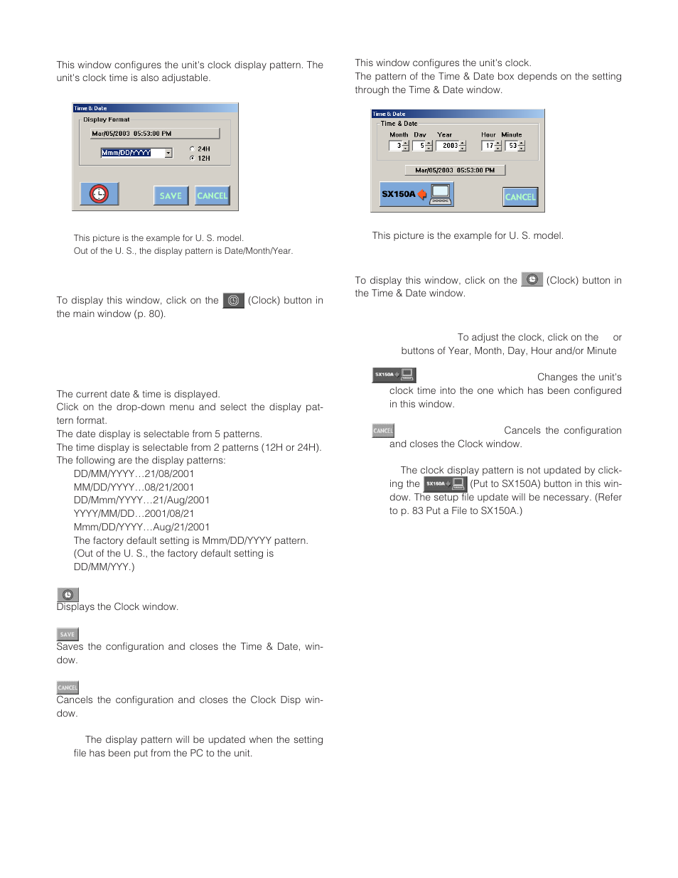 Time & date, How to display, Parameters | Clock | Panasonic WJ-SX 150A User Manual | Page 90 / 220