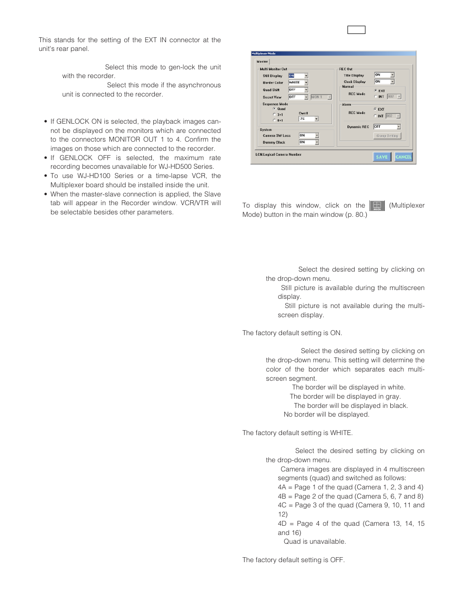 Multiplexer mode mux, How to display, Parameters | Multiplexer mode | Panasonic WJ-SX 150A User Manual | Page 95 / 220