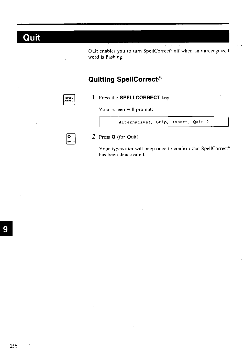 Quitting spellcorrect, 1 press the spellcorrect key | Panasonic KX-E2500 User Manual | Page 166 / 252