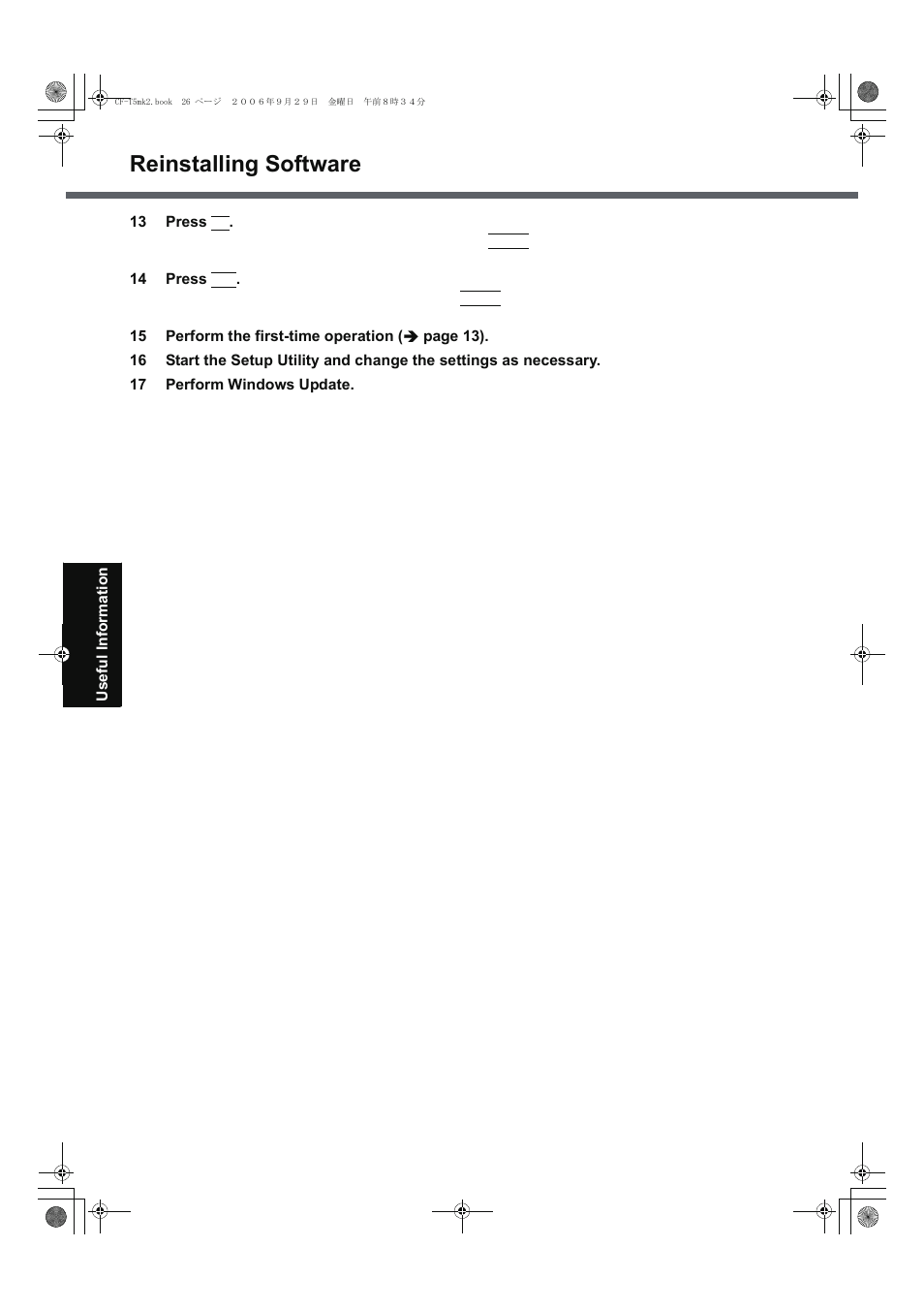 Reinstalling software | Panasonic CF-T5 Series User Manual | Page 26 / 40