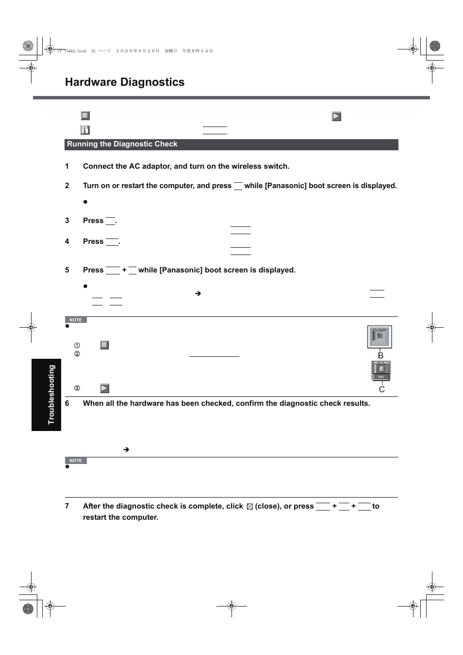 Hardware diagnostics | Panasonic CF-T5 Series User Manual | Page 32 / 40