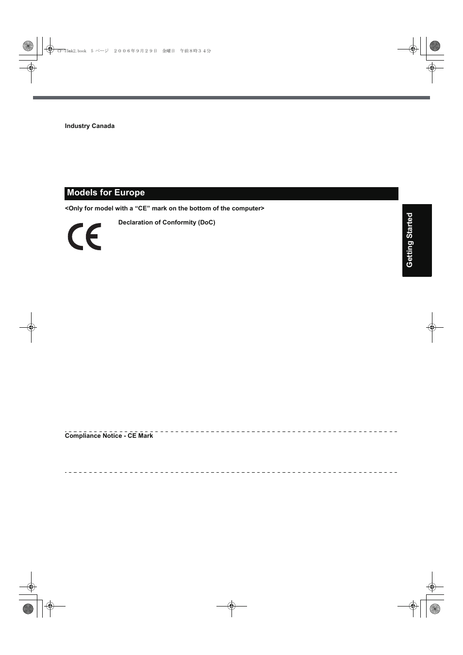 Models for europe | Panasonic CF-T5 Series User Manual | Page 5 / 40