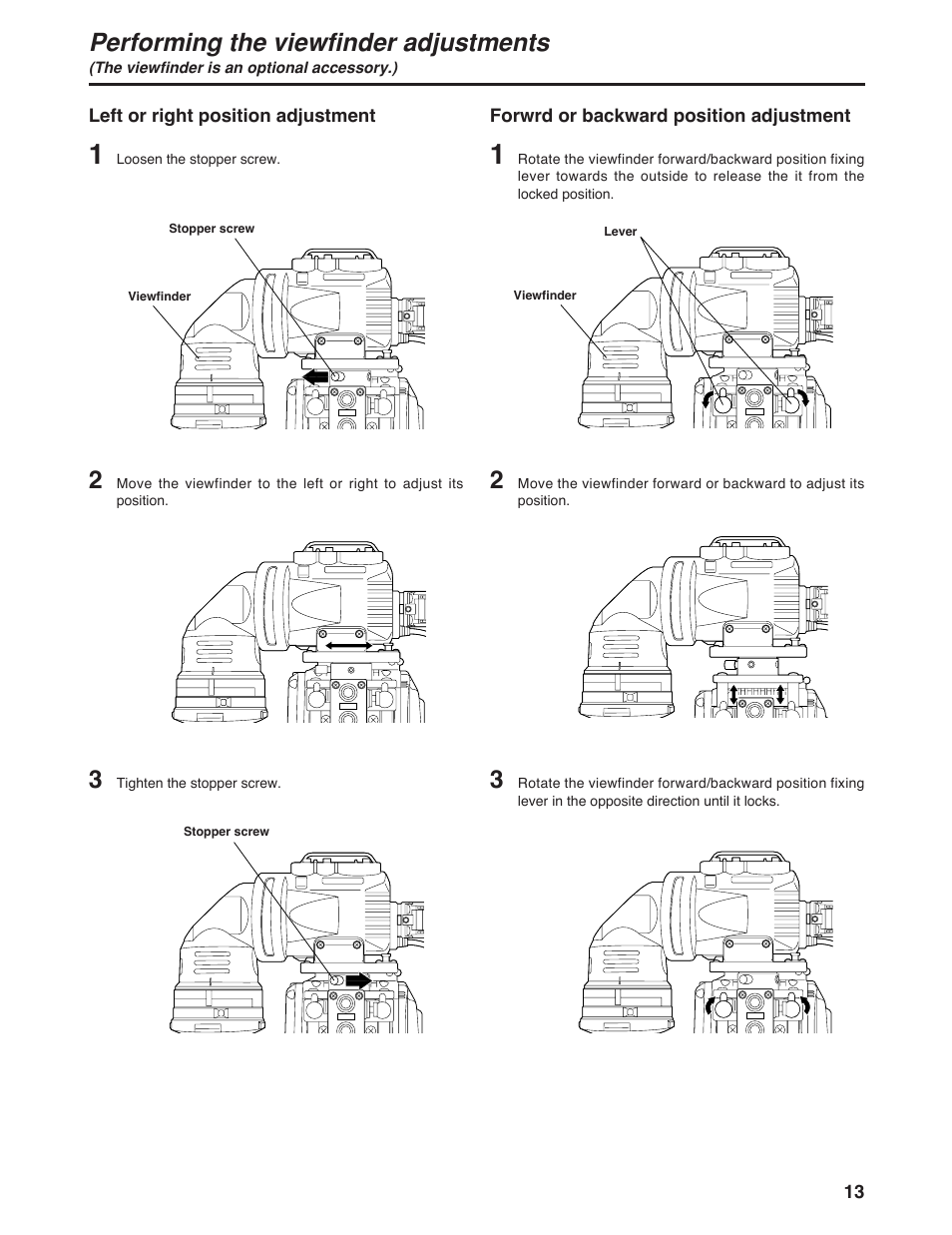 Performing the viewfinder adjustments | Panasonic AK-HC931P User Manual | Page 13 / 30