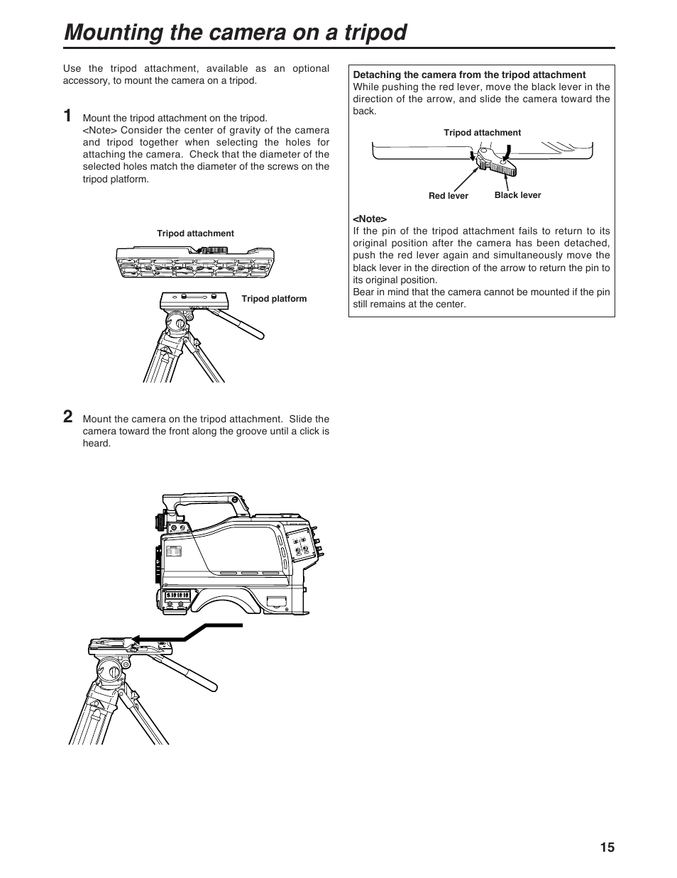 Mounting the camera on a tripod | Panasonic AK-HC931P User Manual | Page 15 / 30