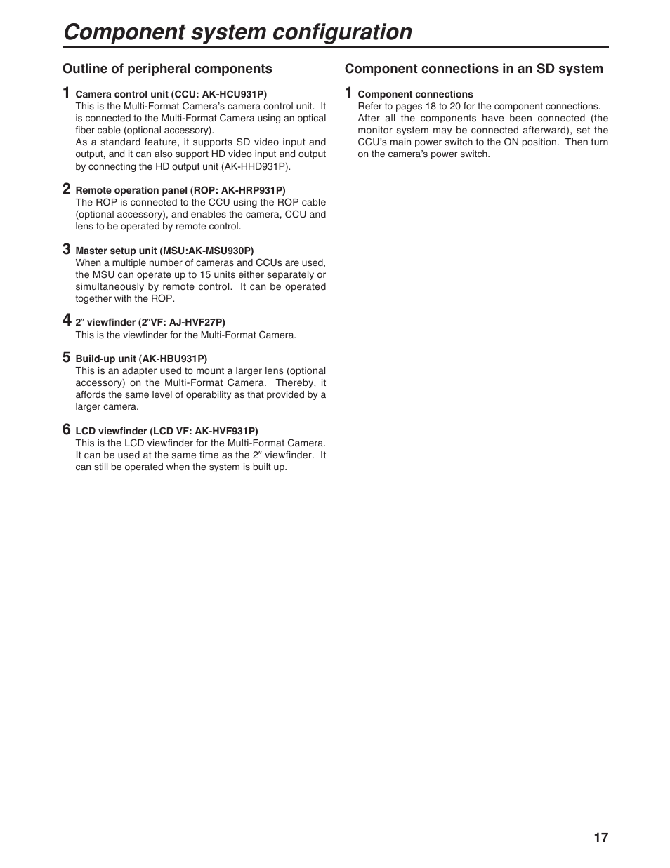 Component system configuration | Panasonic AK-HC931P User Manual | Page 17 / 30