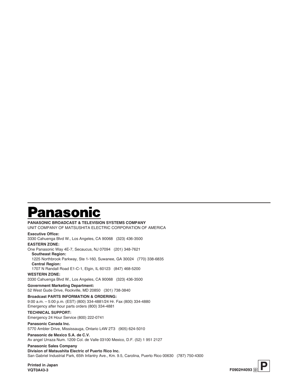 Panasonic AK-HC931P User Manual | Page 30 / 30