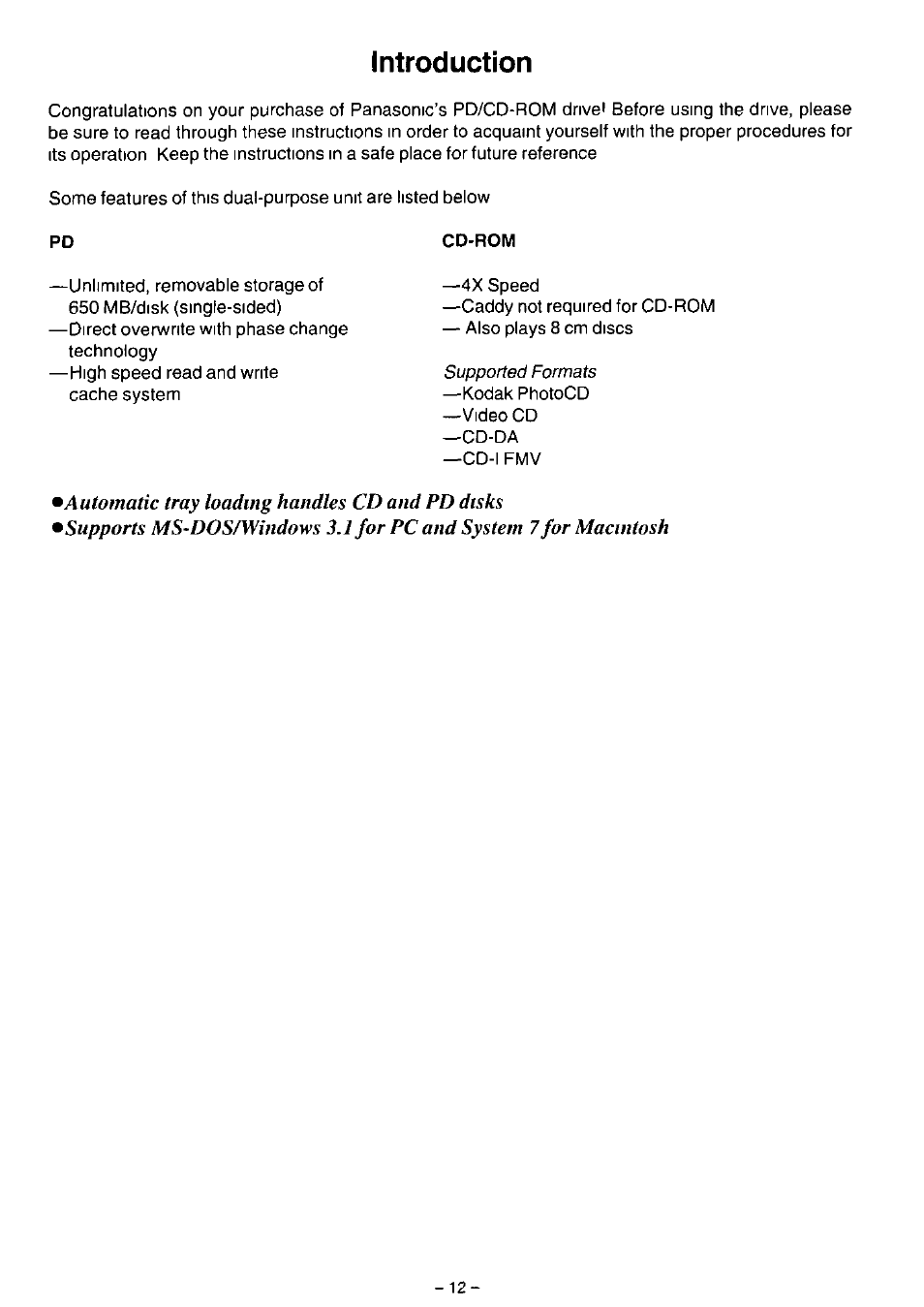 Introduction, Cd-rom | Panasonic LF-1004AB User Manual | Page 12 / 40