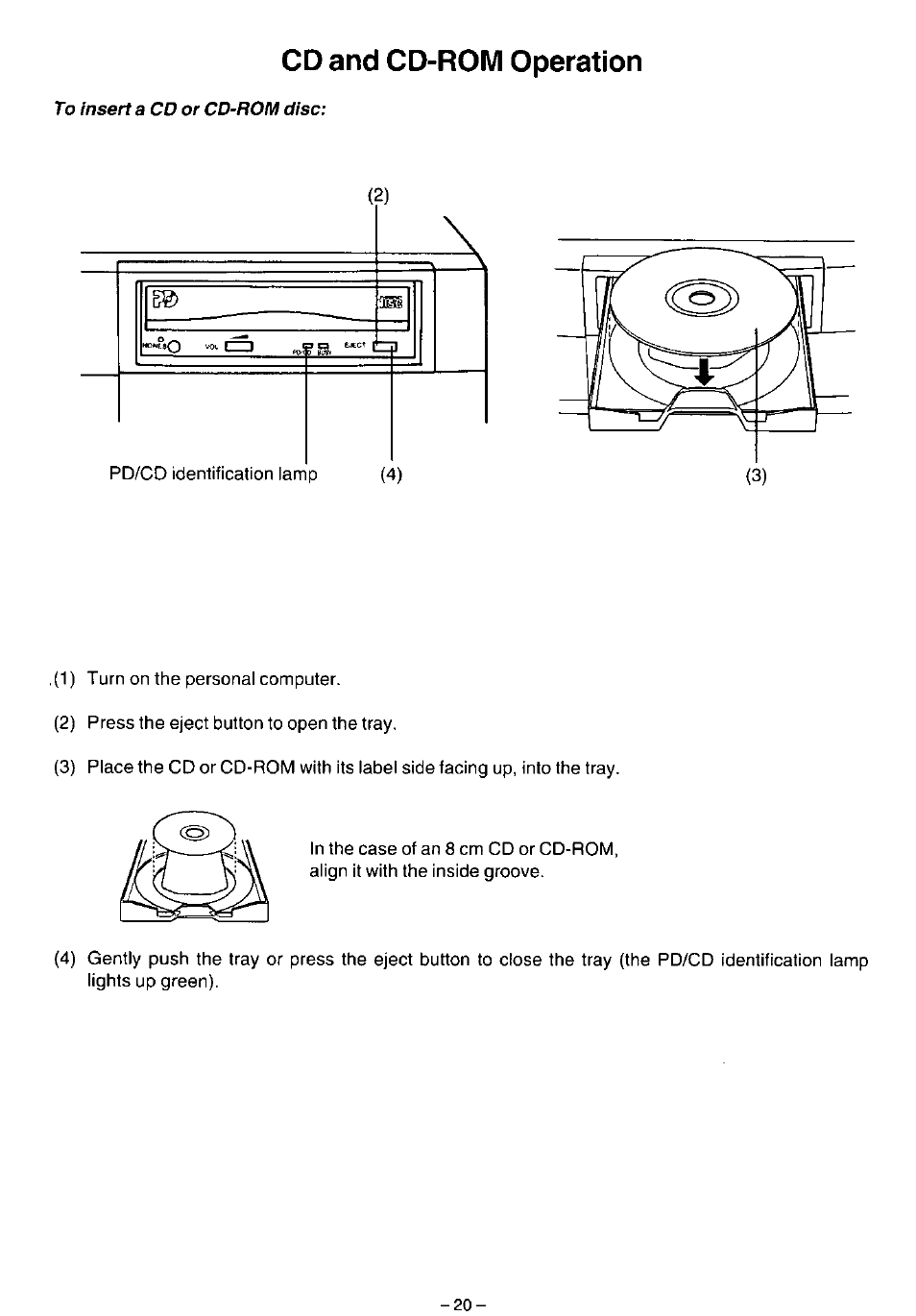 Cd and cd-rom operation | Panasonic LF-1004AB User Manual | Page 20 / 40