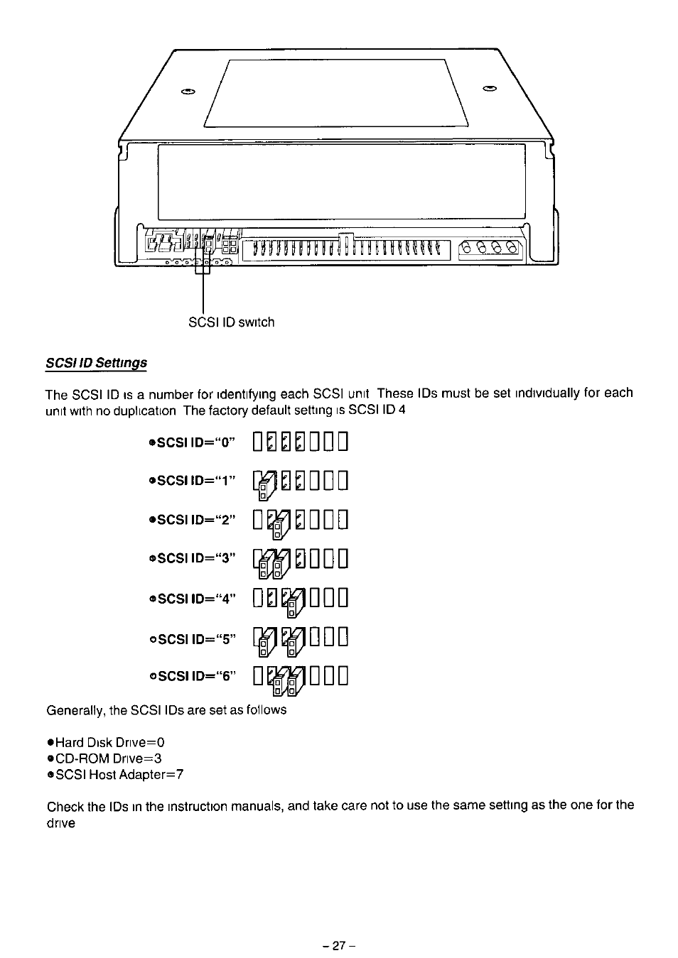 Scsi id=“5, Scsiid=“o” d 0 0 0 ddd, 0 0 ddd | D^ 0 ddd, D e ^ d d d | Panasonic LF-1004AB User Manual | Page 27 / 40