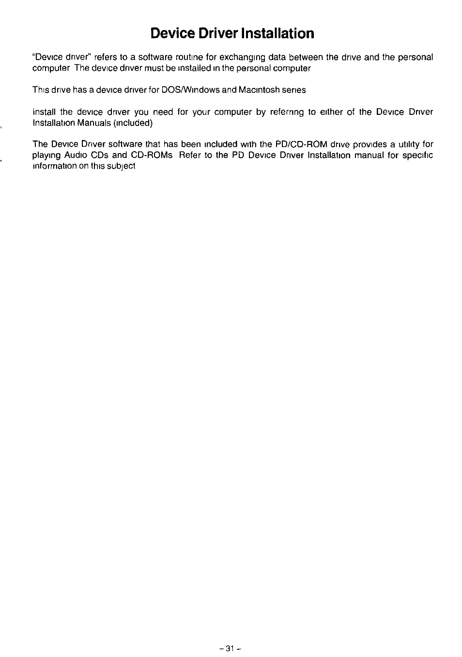 Device driver installation | Panasonic LF-1004AB User Manual | Page 31 / 40