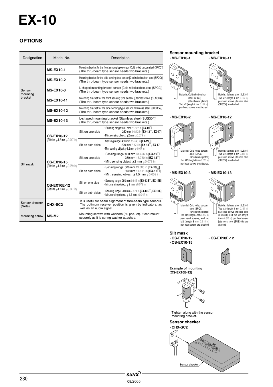 Ex-10, Options | Panasonic EX-10 Series User Manual | Page 5 / 13