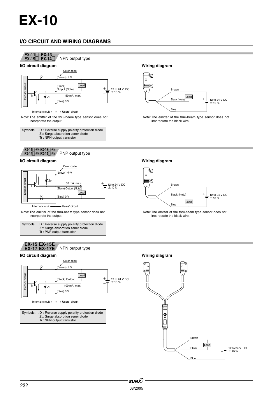 Ex-10, I/o circuit and wiring diagrams | Panasonic EX-10 Series User Manual | Page 7 / 13