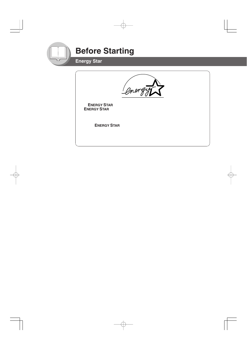 Before starting, Energy star | Panasonic 4520 User Manual | Page 26 / 96