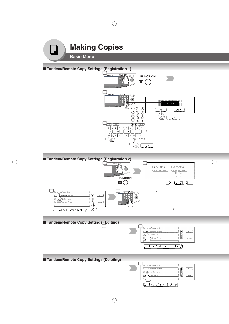 Making copies, Basic menu | Panasonic 4520 User Manual | Page 34 / 96